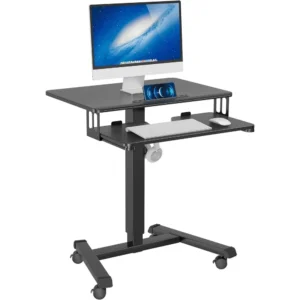 Optimisé: Bureau Informatique Mobile Réglable en Hauteur (72-112cm) - Deux Niveaux 65×45cm, avec Roulettes