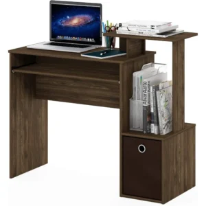 Econ Multipurpose Home Office Bureau d'écriture Informatique W/Bin, Columbia Walnut/Dark Brown, One Size