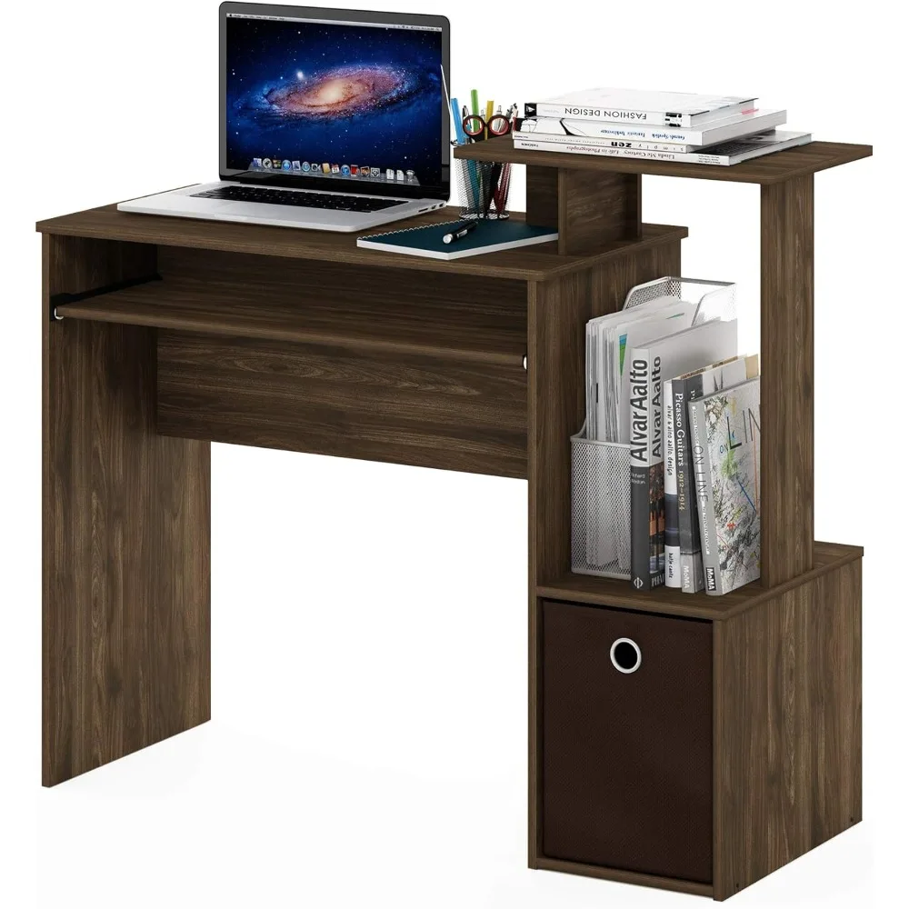 Econ Multipurpose Home Office Bureau d'écriture Informatique W/Bin, Columbia Walnut/Dark Brown, One Size