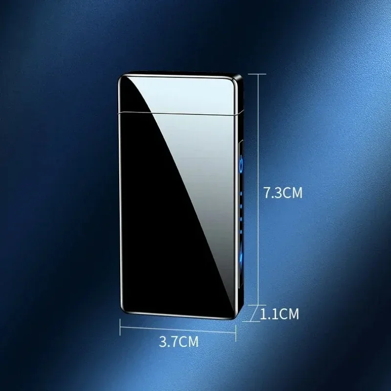 Nouveau briquet électrique coupe-vent en métal Double Arc sans flamme, briquet Plasma Rechargeable par USB, briquet électronique tactile LED – Image 4