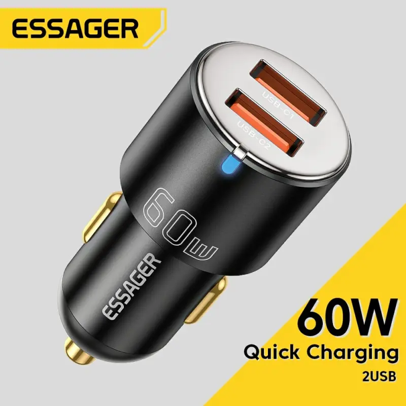 Essager Chargeur De Voiture 100W Charge Rapide QC PD 3.0 USB Type C Pour iPhone 14 Samsung Ordinateurs Portables Tablet – Image 2