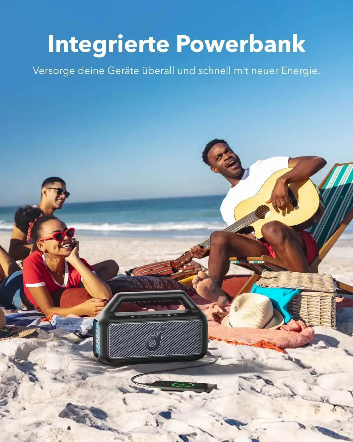 (Stock ue) Sound core Boom 2 haut-parleur extérieur 80W BassUp 2.0 24H batterie IPX7 flotteurs étanches lumière LED caisson de basses – Image 3