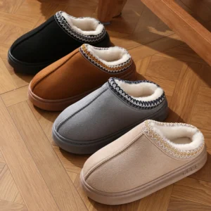 Nouvelle mode moelleux plate-forme pantoufles pour femmes 2025 hiver en peluche chaud coton chaussures femme confort antidérapant unisexe maison pantoufles
