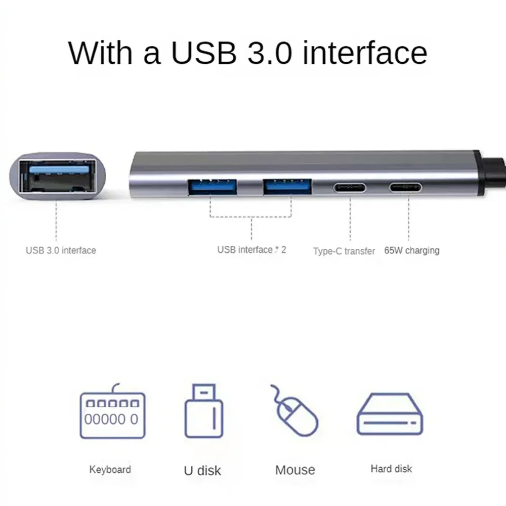 PD 65W C HUB Type C vers USB 3.0 HUB 5Ports adaptateur multi-répartiteur OTG pour Macbook Pro 13 15 Air Pro ordinateur – Image 2