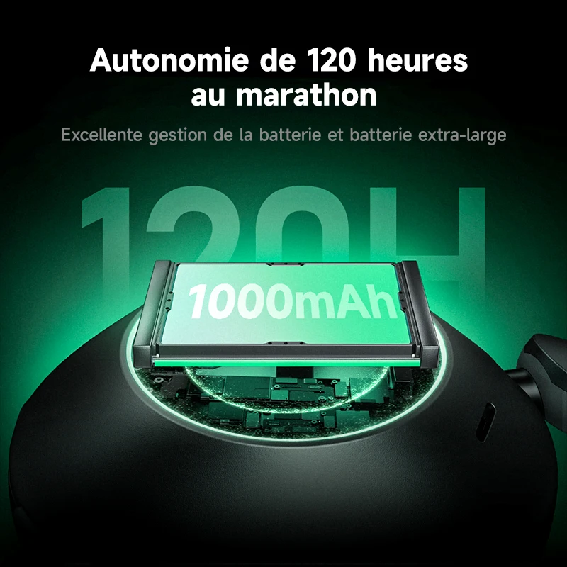 Picun-Casque sans fil à suppression active du bruit F6, suivi de la tête, audio 3D, ANC haute résolution 40mm, casque Bluetooth, contrôle par câble HIFI – Image 5