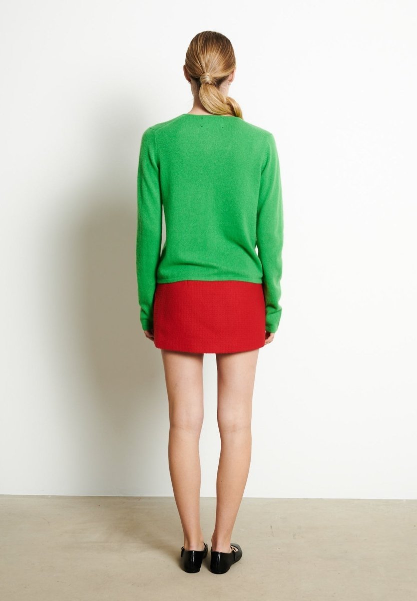 Cardigan col V femme en cachemire vert pomme - LILLY 7B – Image 5